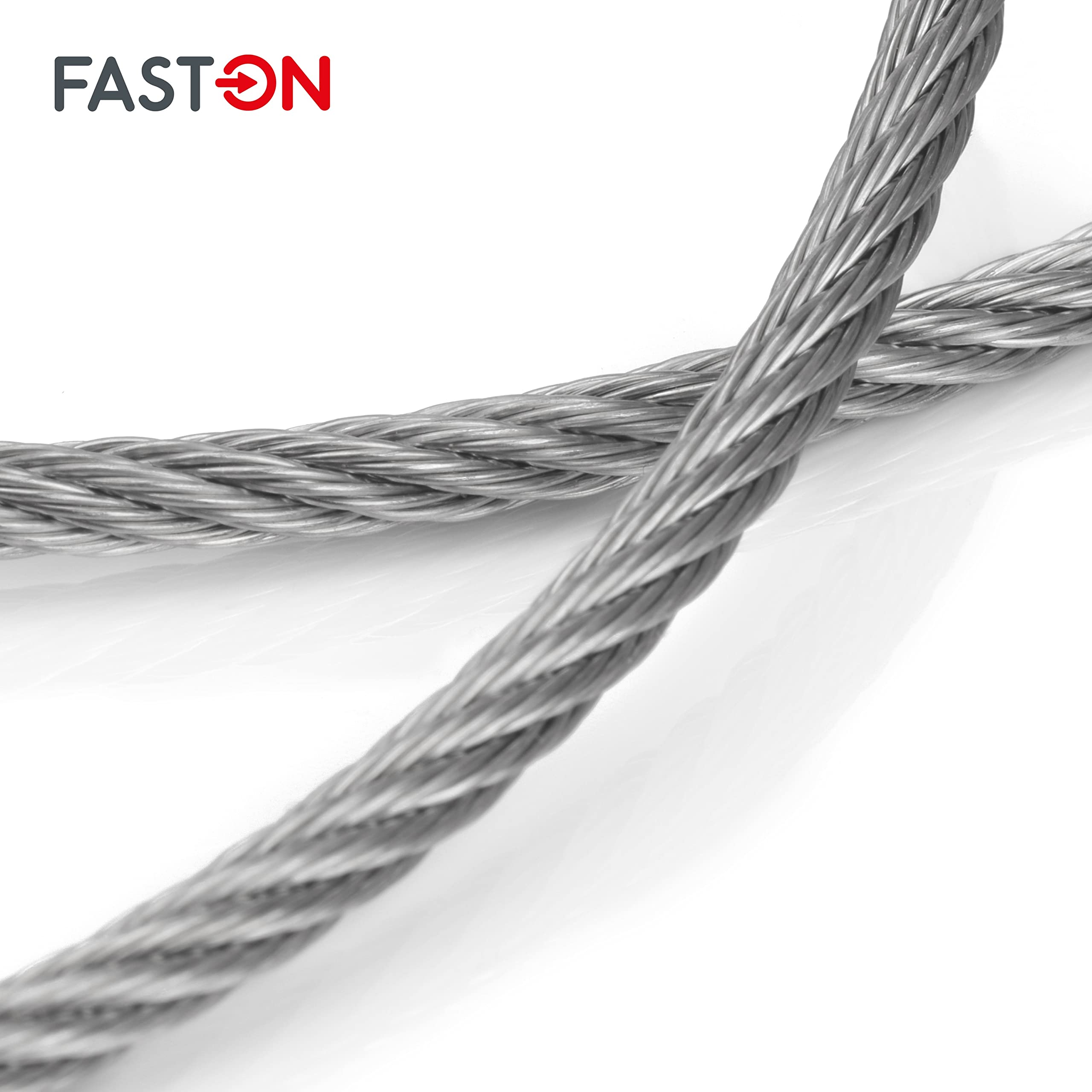 FASTON Drahtseil 6,0 mm 7x7 mittelweich Edelstahl A4 V4A (30 Meter) Drahtseile Edelstahldrahtseile Stahlseil Seil Seilwinde Ösen für Rollen Umlenkrolle Rankhilfe
