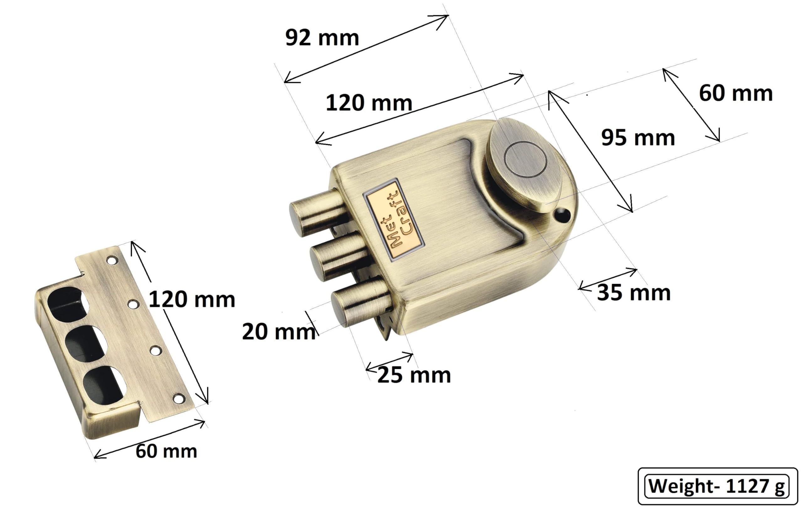 MCAH-501-OSK-AB Combination Main Door Lock (Brown, Glossy Finish) — Amazon image 5
