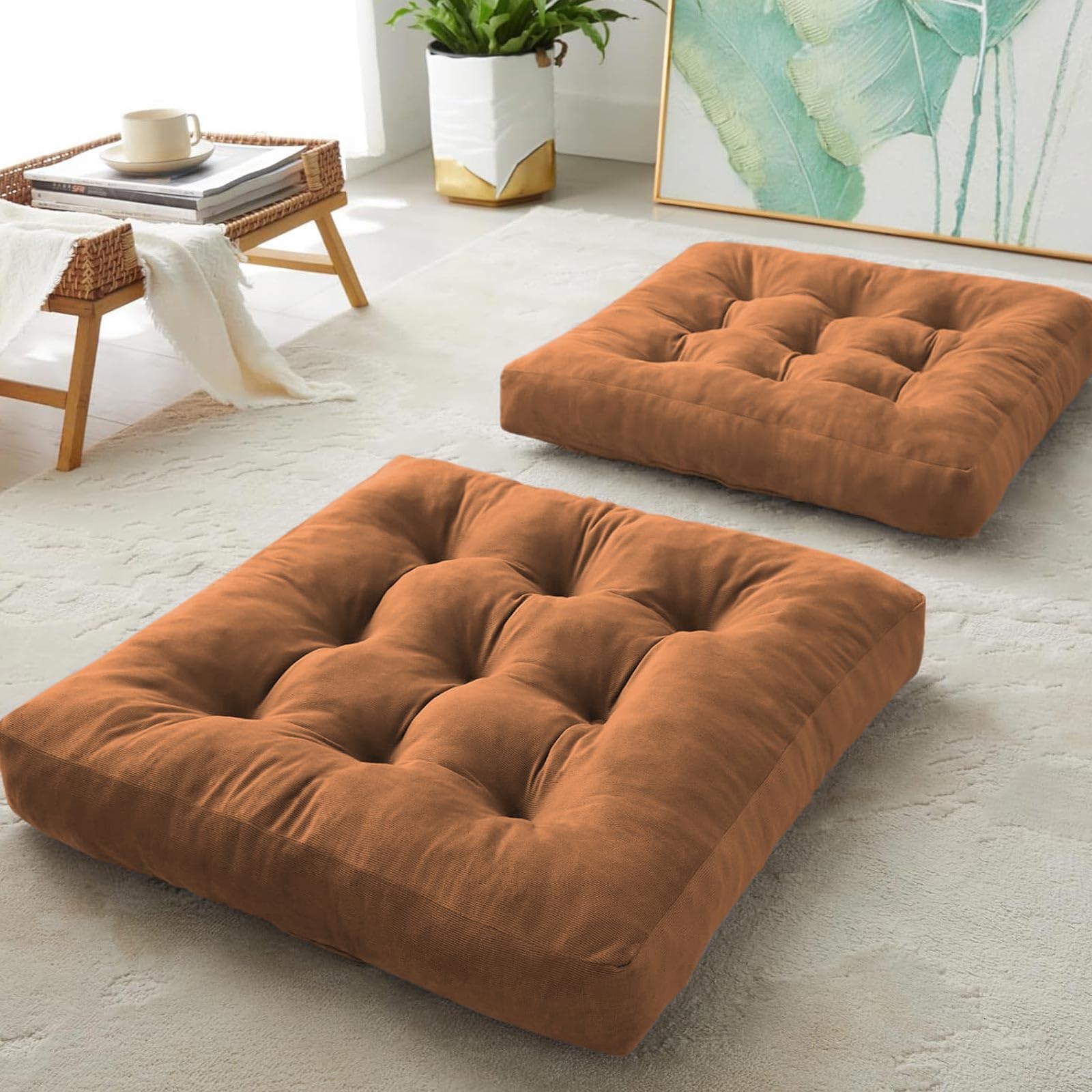 DAWNTREES Floor Pillow Set of 2,Square Large Pillows Seating for Adults — image 1