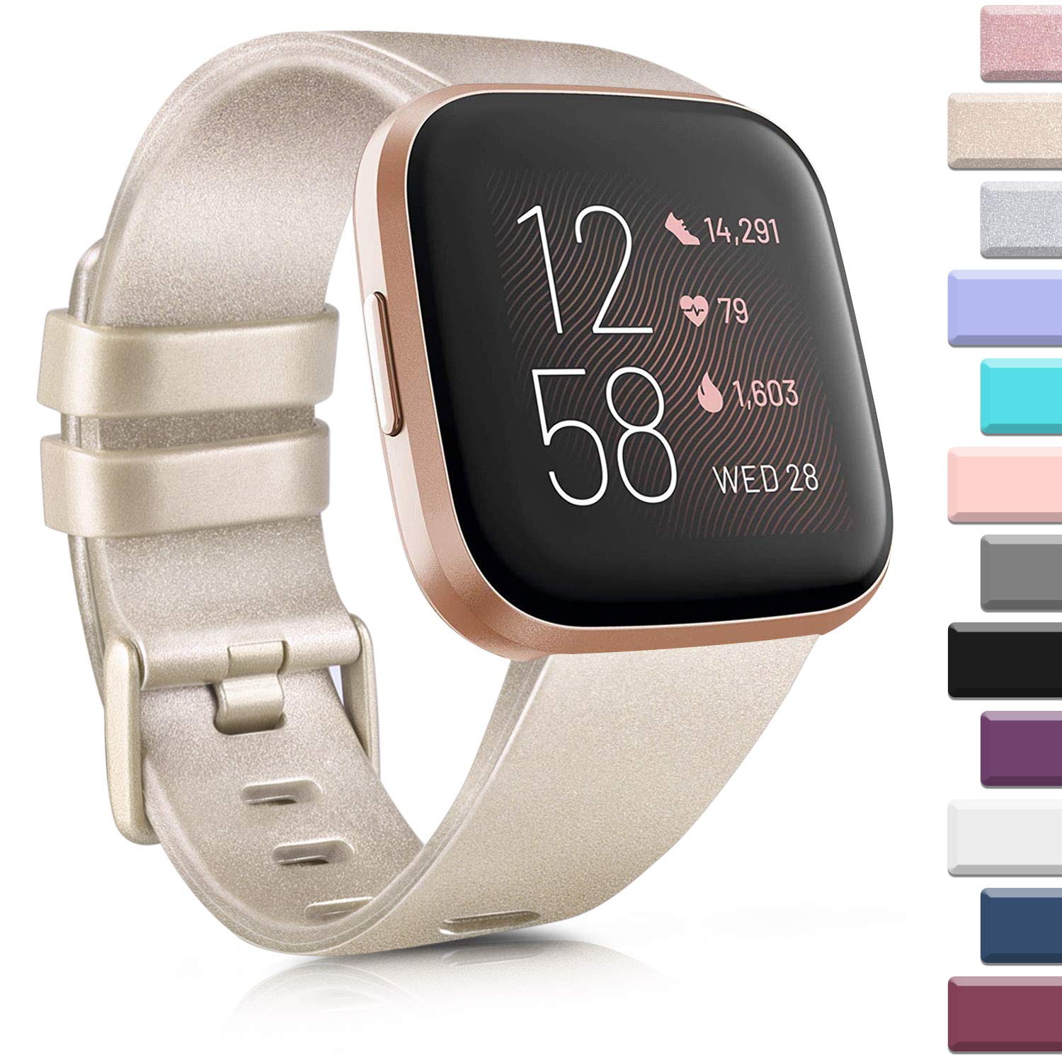 AK Sports Bands Compatible for Fitbit Versa 2, Soft Elastomer Multi-colors Replacement Wristbands for Fitbit Smart Watch