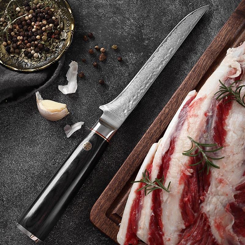 Boning Knife, 6inch Damascus Boning Knife High Hardness 67-Layer Steel Professional Boning Cutter Cleaver Knives Fish Kitchen Chef's Knife