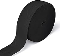 Vista 18 de Bandas elásticas negras para pelucas, carrete de punto de 1 pulgada y 12 yardas de alta elasticidad para costura, banda para cinturas, pantalones