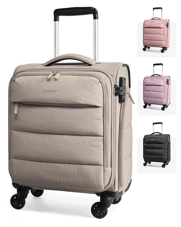 BAGSMART Underseat Carry on Luggage with Wheels, Soft Small Travel Luggage with PVC Wet/Dry Pockets, Lightweight Soft Personal Item Suitcase for Short Trip,Camer by BAGSMART - Used condition - US$48.74