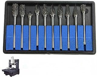 5 Pcs carboneto tungstênio - Conjunto rebarbas rotativas carboneto corte - 10 peças corte cabeça moagem carboneto corte para escultura metal polimento Aitong