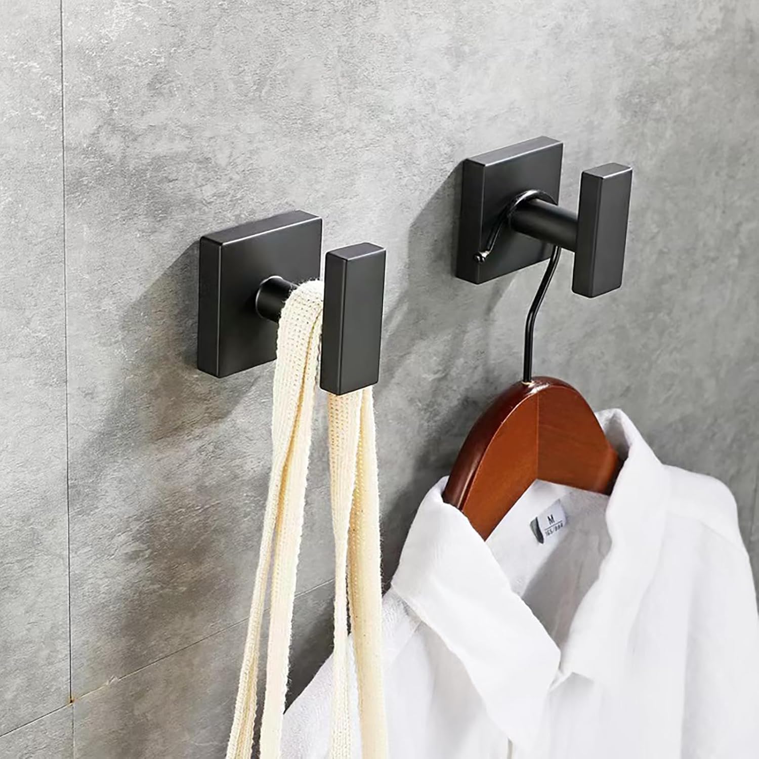 ALTPWJW Door Hooks,2 Pack Stainless Steel Towel Hooks for Bathrooms Screw in Coat Robe Hook(Matte Black) - Image 4
