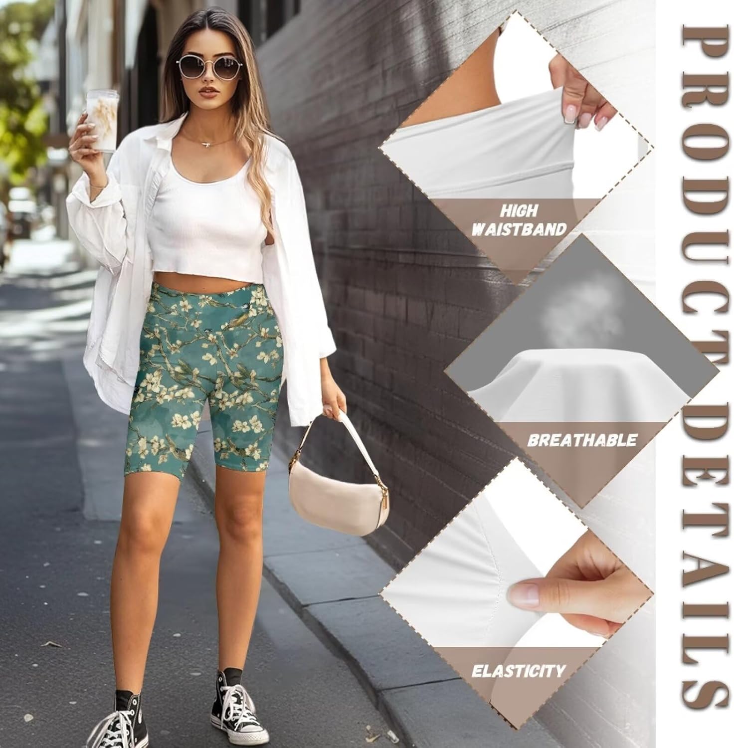 Irisjudy レディース ネイキッドフィーリング バイカーショーツ ダークネス ローズ ハイウエスト ヨガ レギンス パンツ 熱