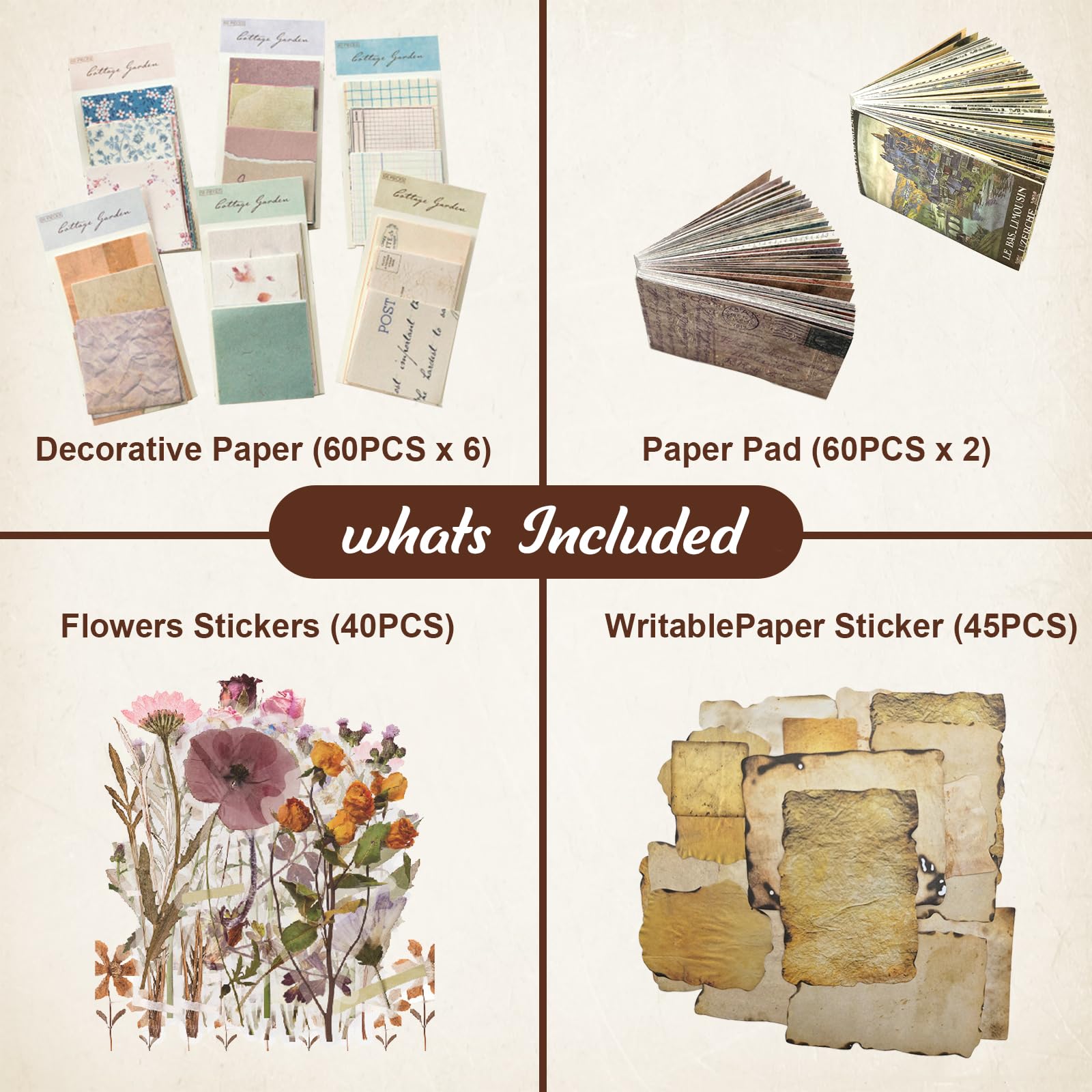 Amazon.com: 565 Pcs Vintage Scrapbook Paper Kit, Scrapbook Paper