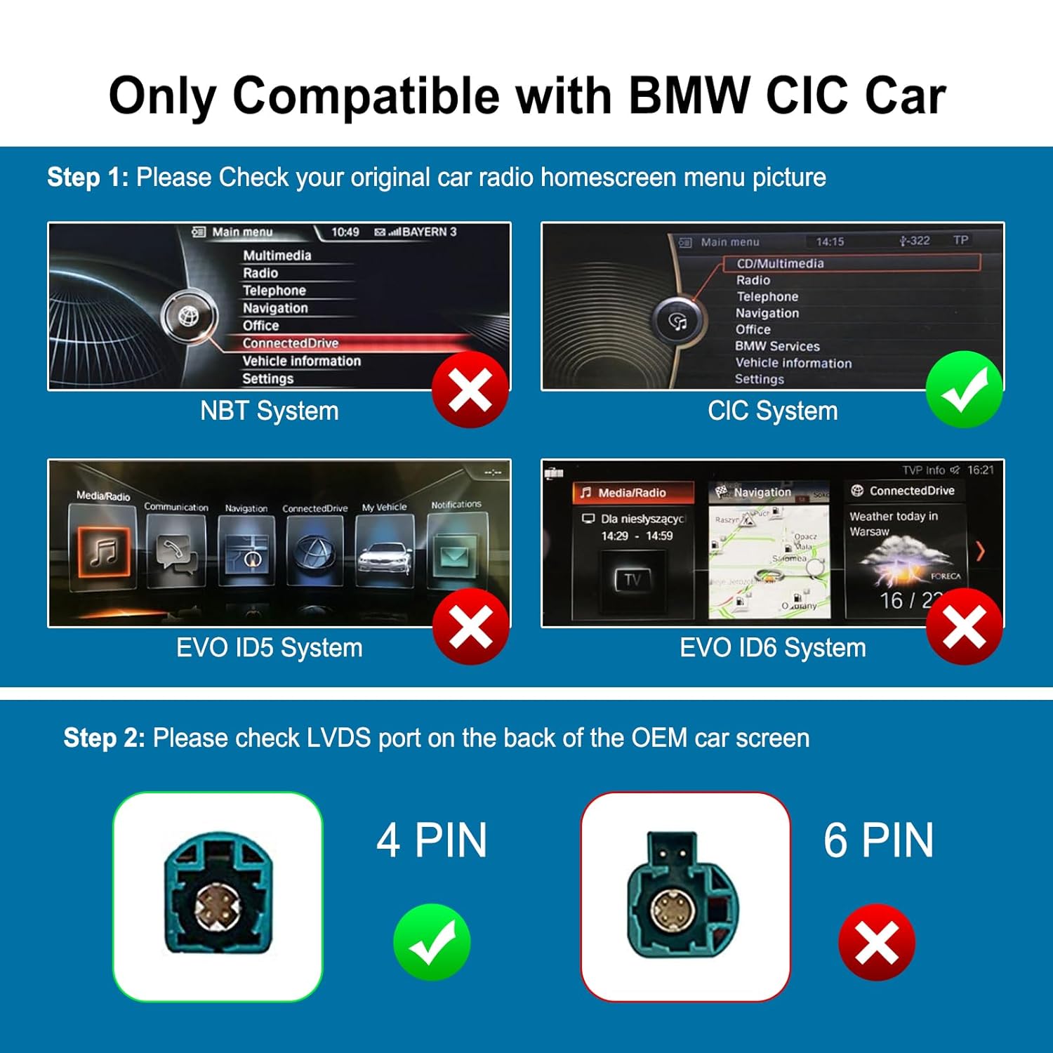 Comparison of NBT, CIC, EVO ID5, and EVO ID6 system interfaces