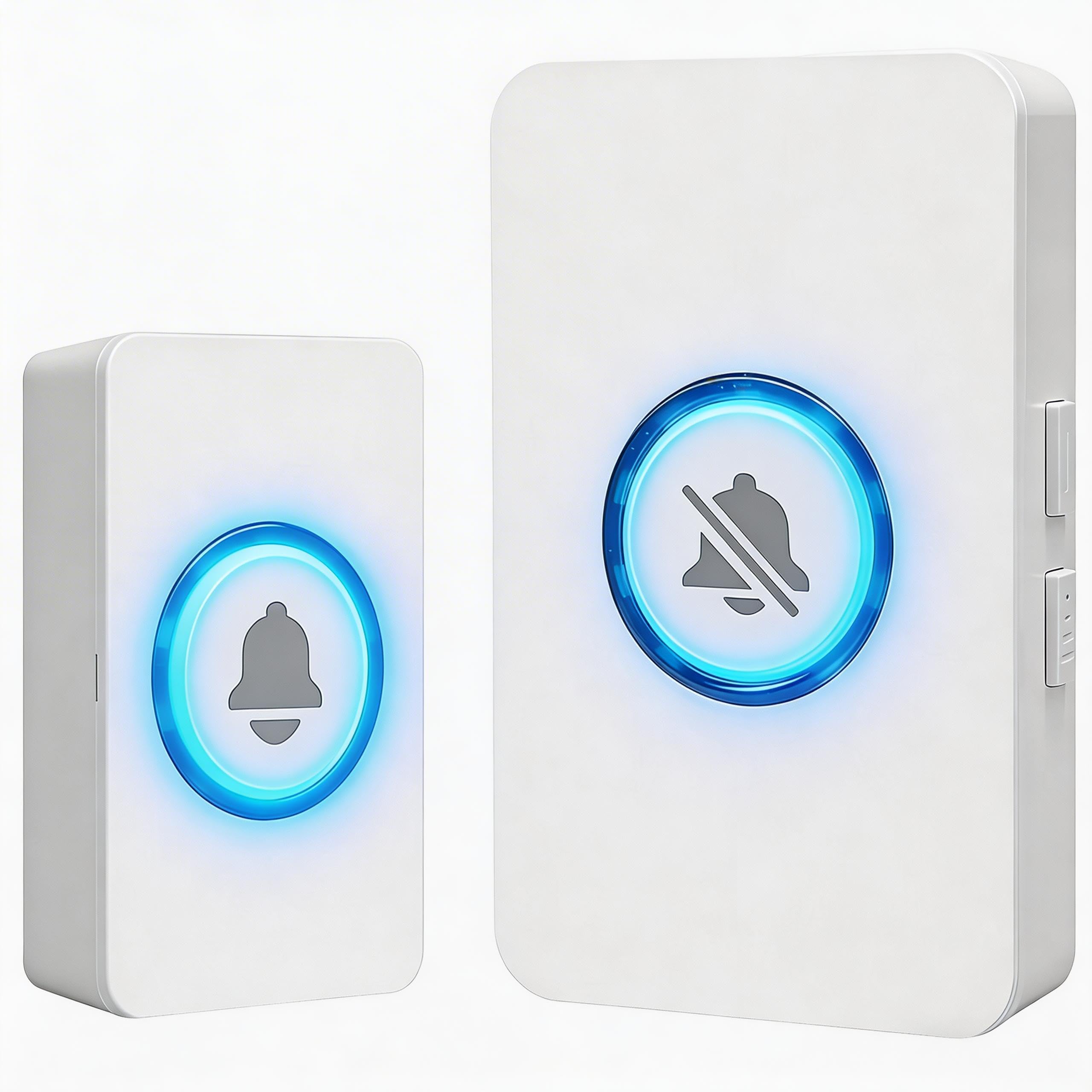 Wireless Doorbell UK Plug, IP65 Waterproof Cordless Doorbell, 400m/1300ft Long Range, Doorbell 60 Chimes 4 Volume Levels with Mute LED Visual Alert, Plug-in Chime Kit for Home Office Flat (White)