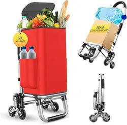 Carrinho de compras 3 em 1 resistente, carrinho de mão dobrável com 6 rodas, carrinho de compras de 50 kg, carrinho utilitário portátil, bolsa impermeável para movimento, acampamento