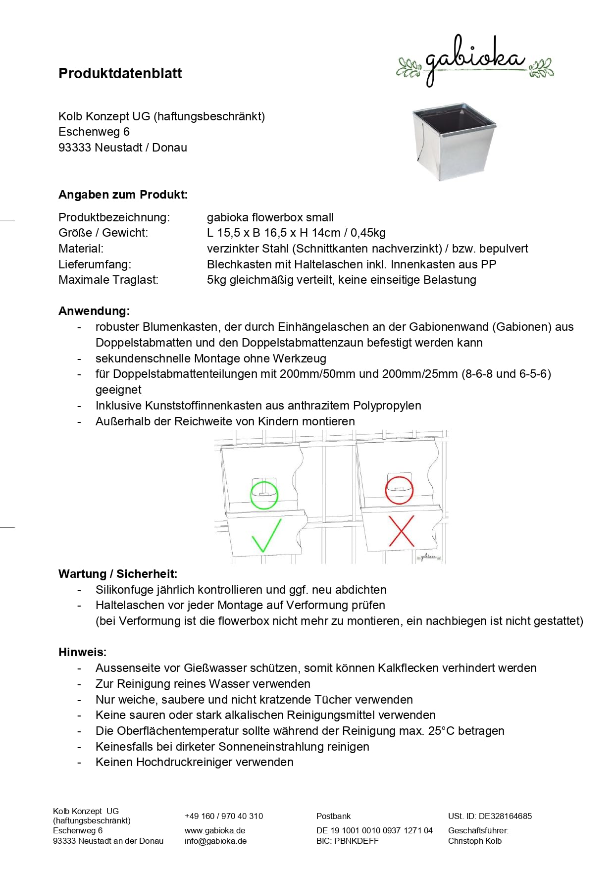 flowerbox small (4, anthrazit bepulvert) Blumenkasten/Gewürzlinge/Gartendeko/Pflanzkasten für Gabionen und Zäune aus Doppelstabmatten