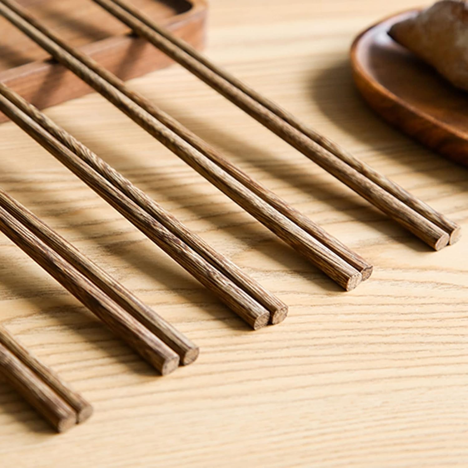 Chopsticks Extra Long Anti-Slip Chopsticks, Reusable for Noodles Frying Hotpot Kitchen Chop Sticks Brown 2 Pairs ,28cm
