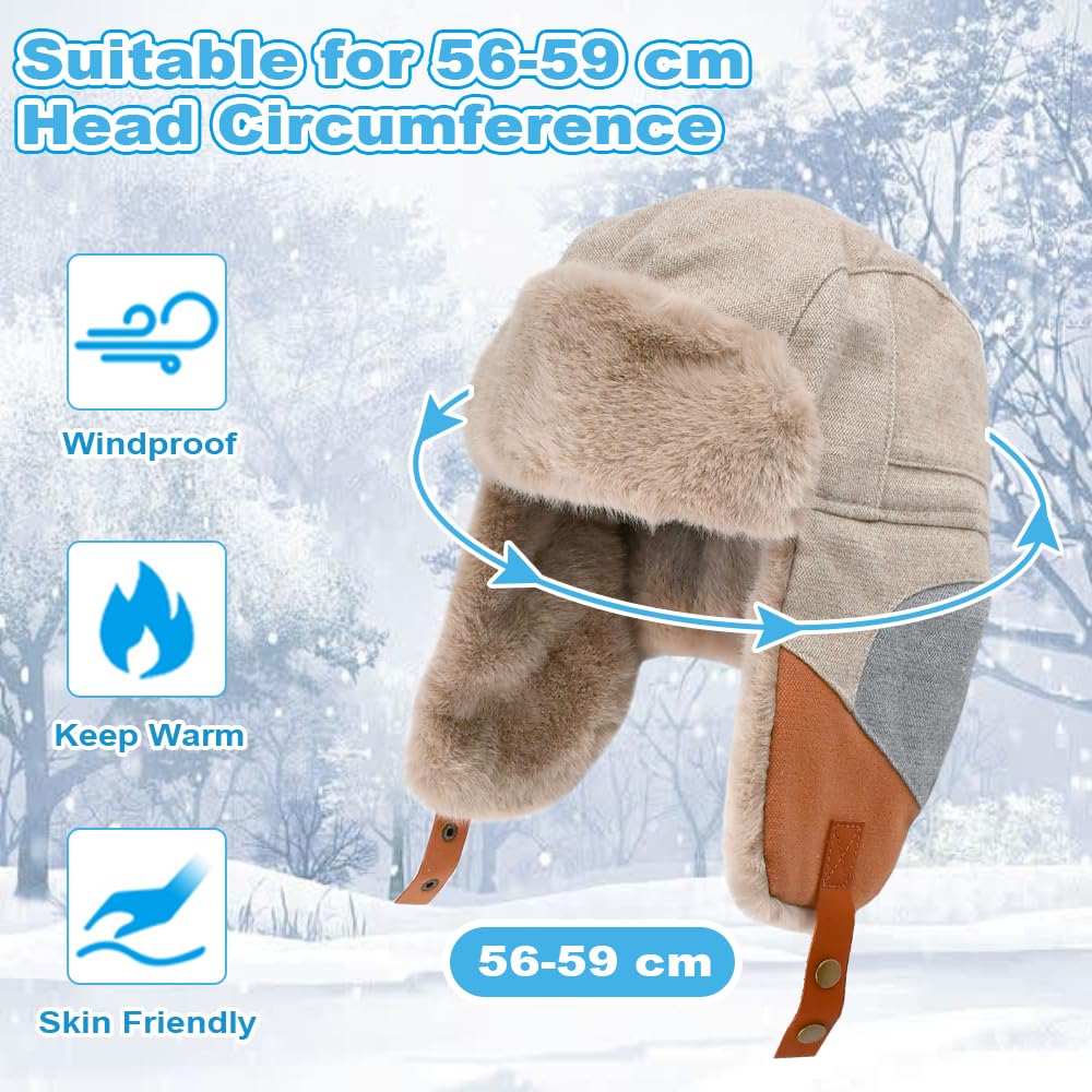 NAROSEBE Gorro de Bombardero Sombrero de Trampero Unisex Gorro de Aviador Caliente Sombrero de Aviador Gorro de Invierno Termico Gorro de Invierno Unisex con Orejas para Esquiar Escalar Pescar Cazar