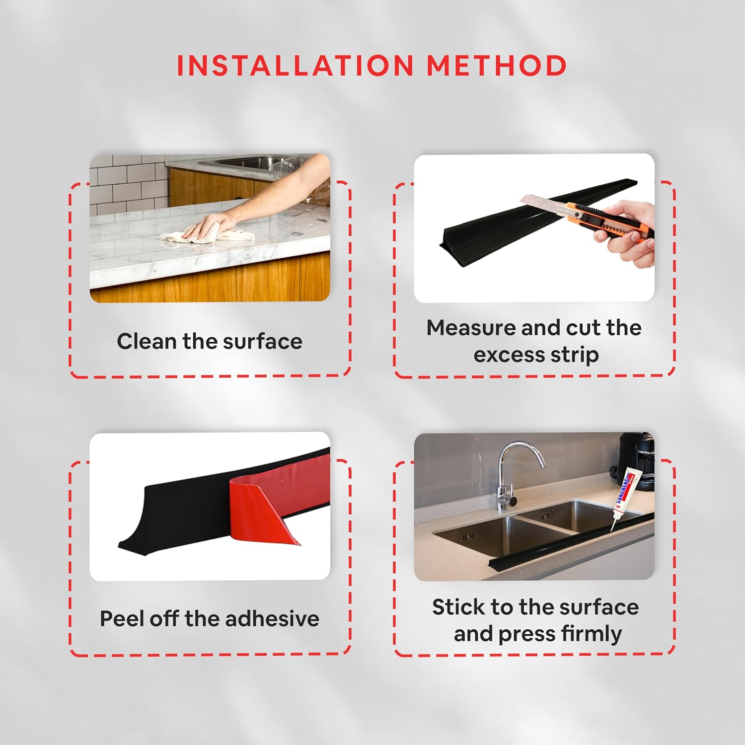 LD3W Shower Door Seal, Silicone Shower Seal for Glass Wall, Easy-to-Install Adhesive Door Frame Strip, Weather Stripping for Sliding Doors, Threshold Water Dam (Black, 98 Inch)