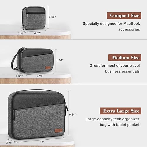 Miniatura 6 de FINPAC Bolsa electrónica de viaje, organizador de cables portátil, funda electrónica de artículos esenciales, bolsa de almacenamiento de doble capa