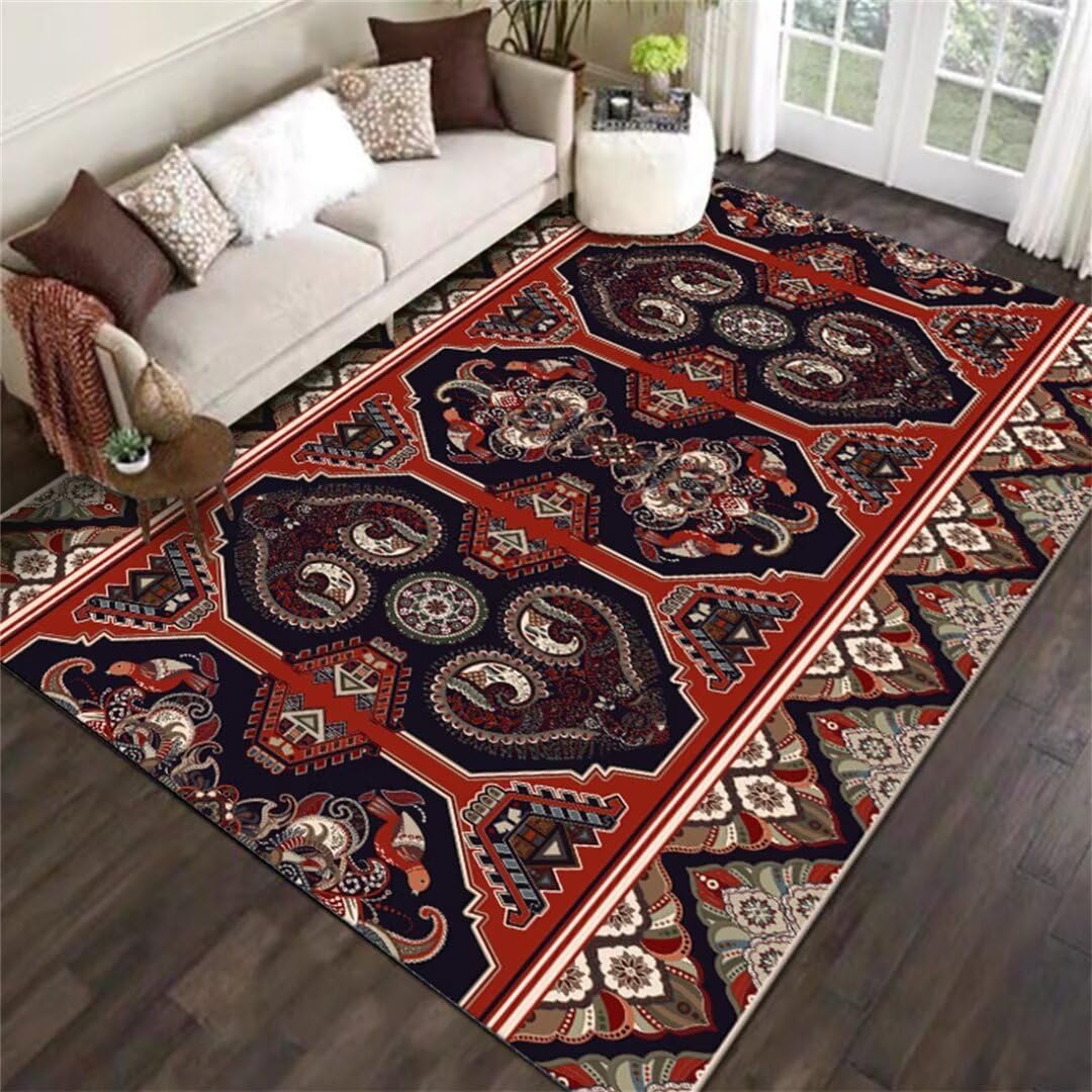 Tapis de Salon en Velours Cristal Grand Tapis Antidérapant 200x290cm Décoration Cuisine Maison