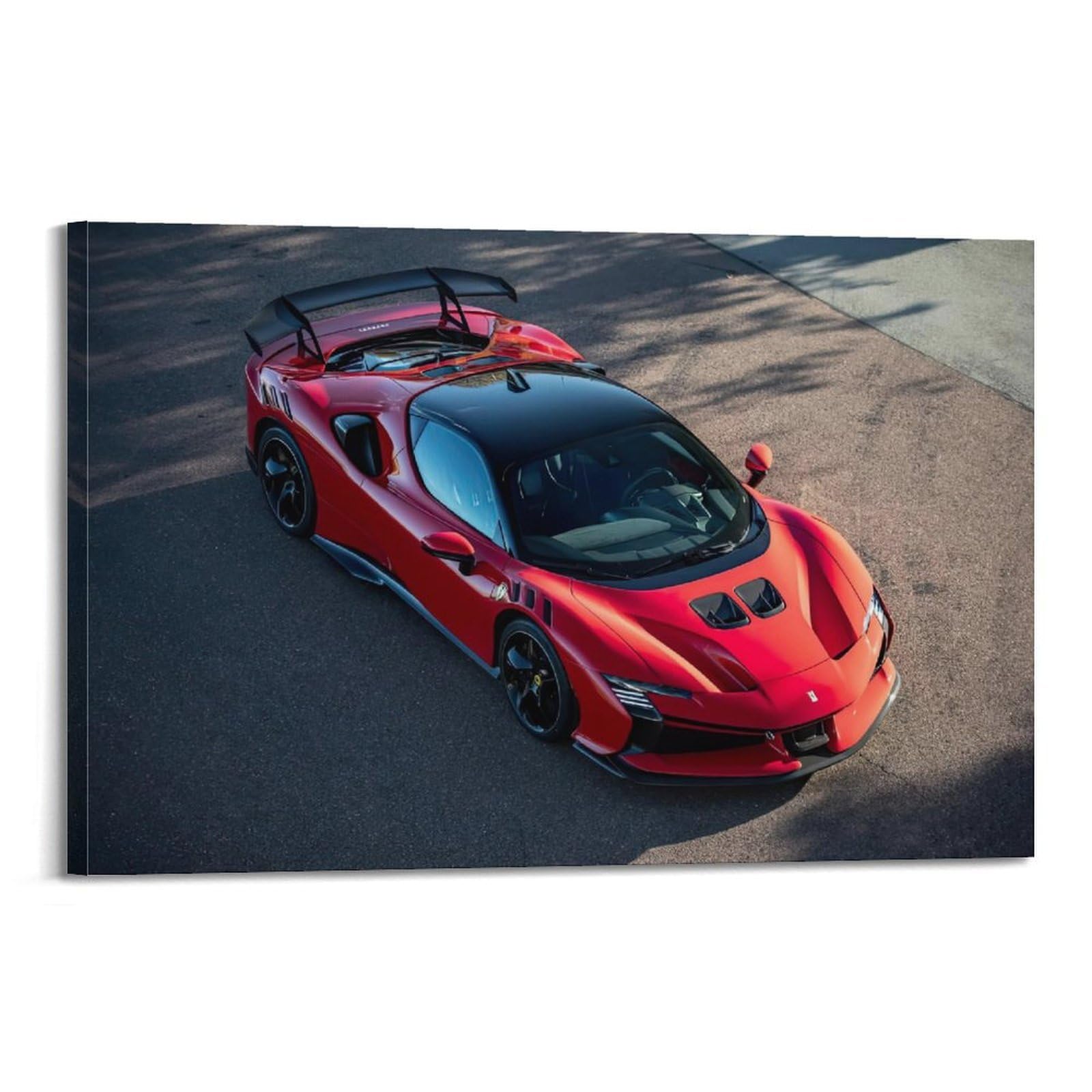 OKAHYS V8 Engine Supercar SF90 XX Stradale Poster Modern Decorative Canvas Prints - Ideal Wall Art for Family, Man Cave, Game Room, Boys & Girls Bedroom 24x36inch(60x90cm)