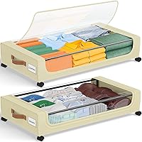 Vista 1 de GoMaihe Almacenamiento Debajo de la Cama con Ruedas: Contenedores de Almacenamiento XXL Debajo de la Cama con Tapas - Contenedores Rodantes