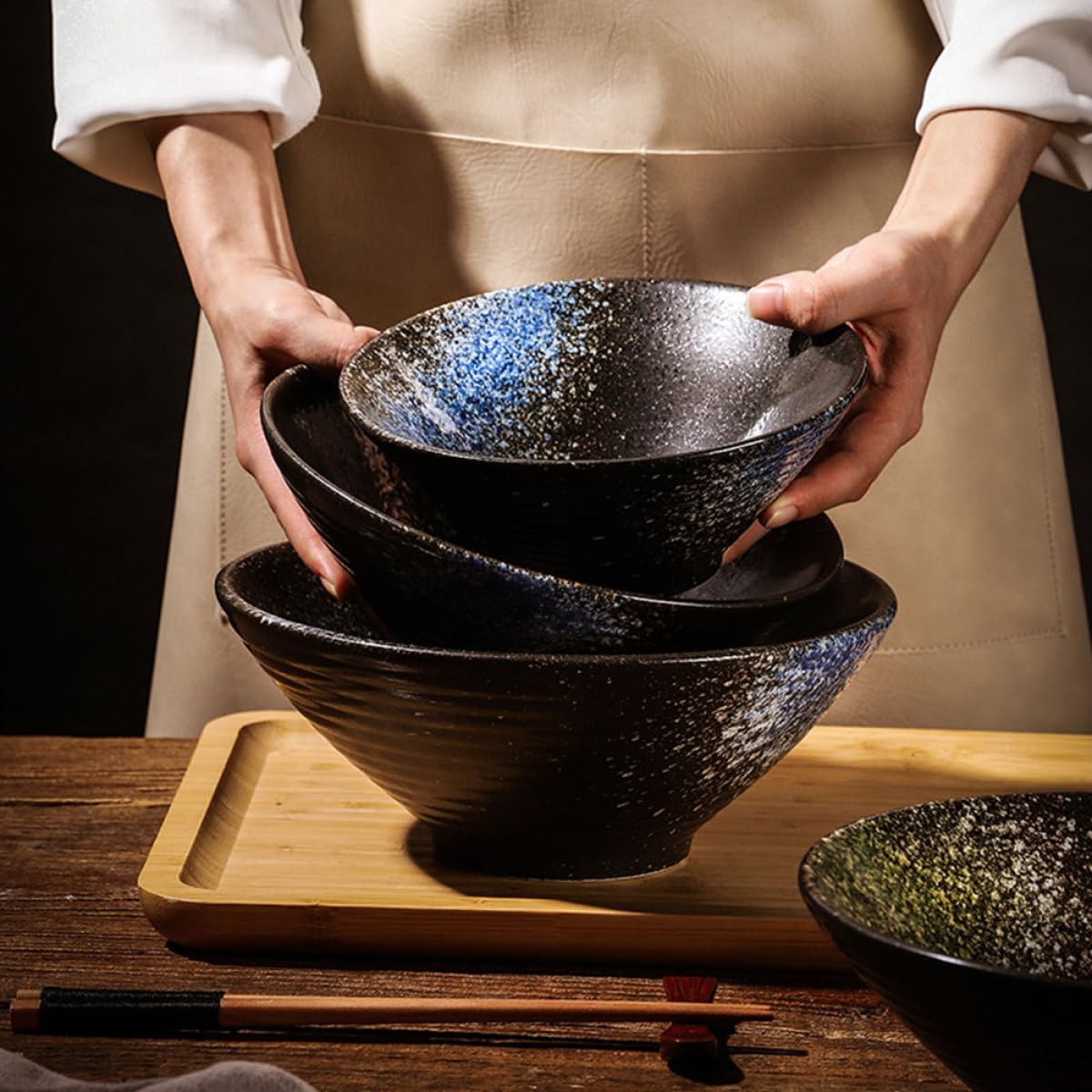 DOITOOL Bol Japonais Céramique Bol à Soupe pour Maison ou Restaurant Vaisselle Hôtel de Style Simple et Élégant