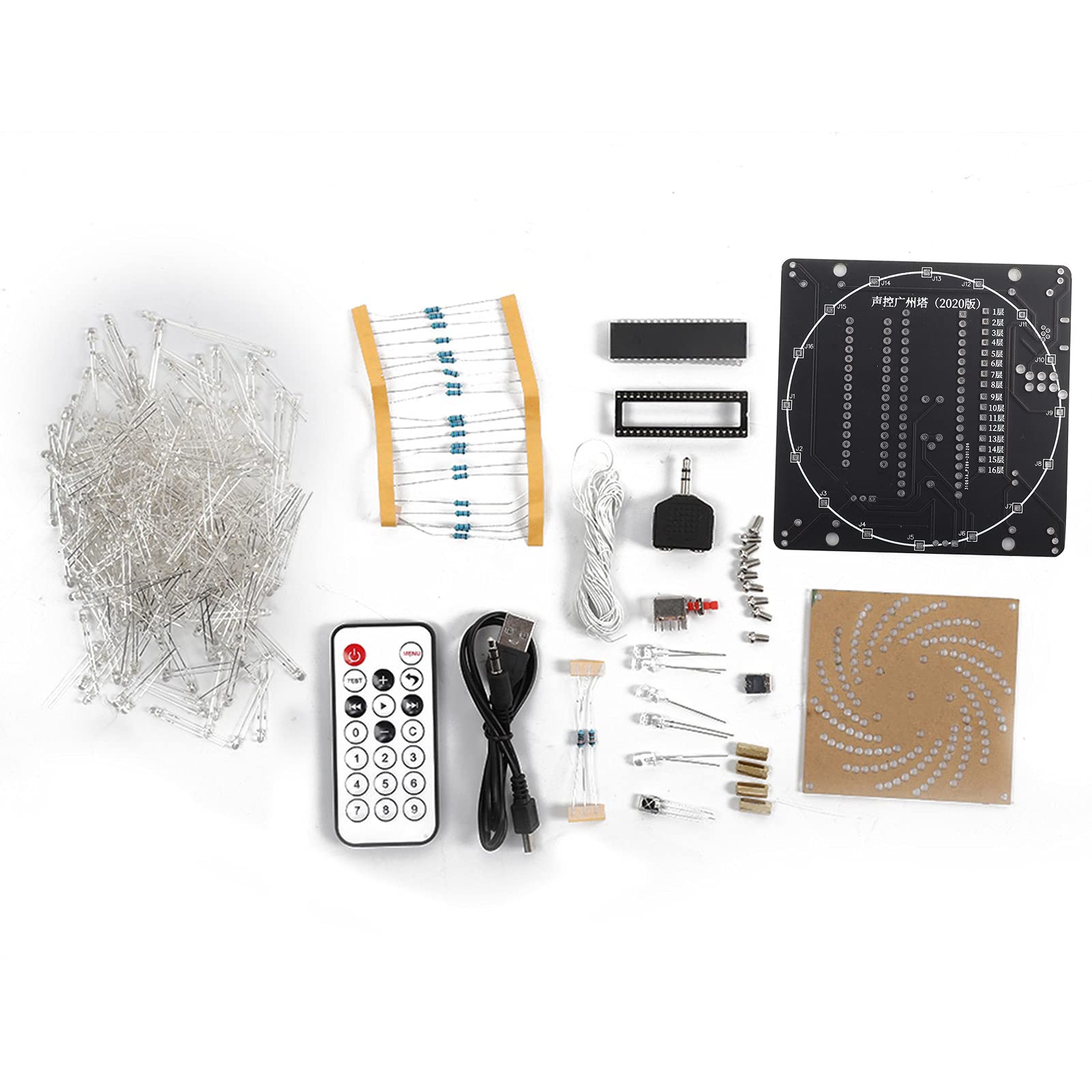 LED Light Cube DIY Set, Télécommande Sans Fil électronique Kit D'affichage LED Coloré Avec 20 Animations Hors Ligne, Alimentation En Mode Spectre De Fréquence 4 1 Avec Cordon D'alimentation CC