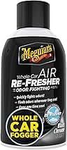 Meguiar's Whole Car Air Refresher, Car Odor Eliminator Spray Permanently Eliminates Unwanted Vehicle Odors Throughout Your Interior, Black Chrome Scent, 2 Oz Aerosol Canister