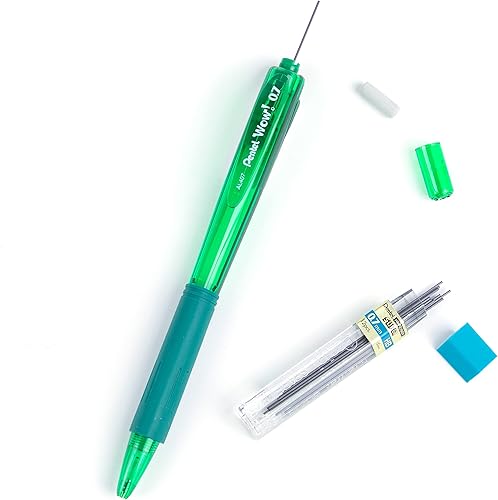 Miniatura 9 de Pentel Portaminas Wow de 0.028 in con barril verde, caja de 12 (AL407D)