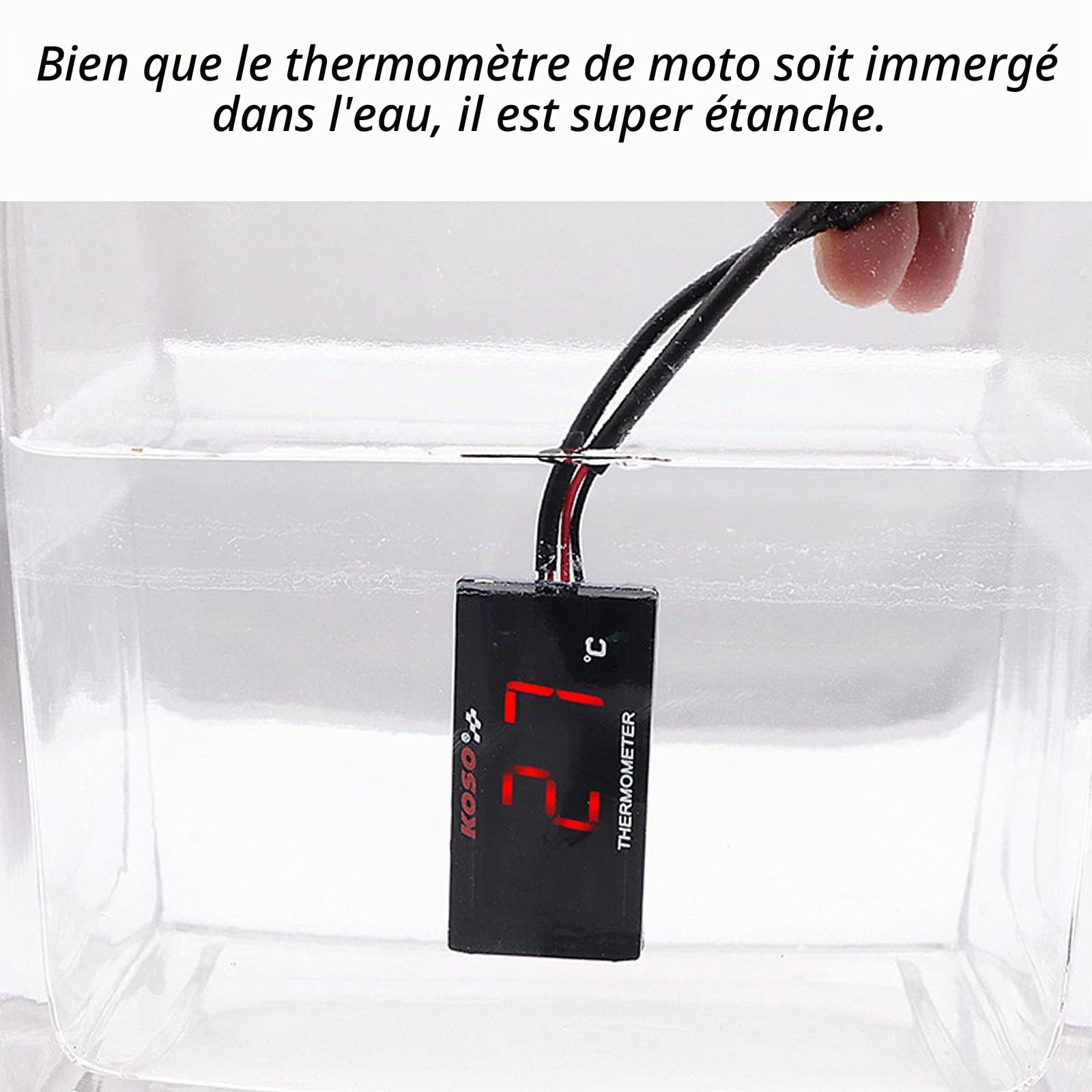 Instruments de thermomètre de moto universel affichage numérique capteur de température avec sonde en métal température de l'eau plus adaptateur de capteur de compteur (18mm)