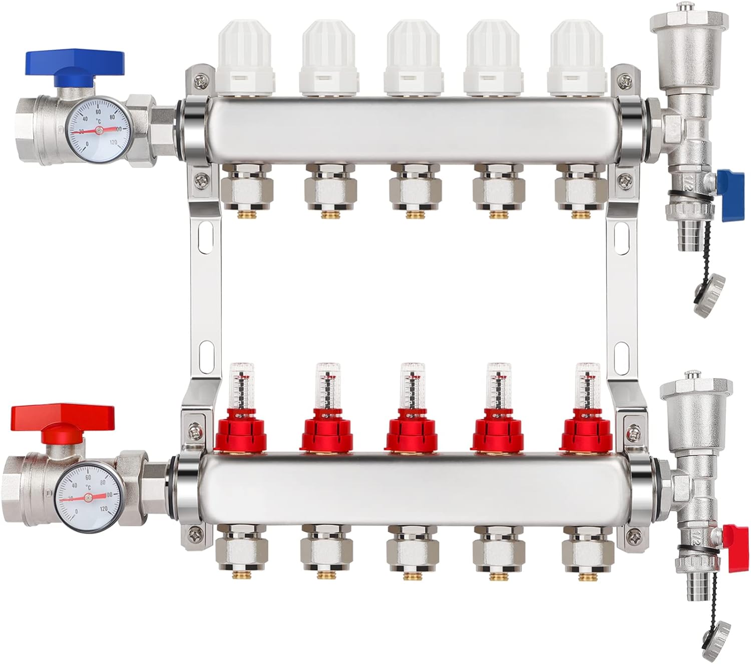 Cuilvu 5Loop Radiant Floor Heating PEX Manifold Stainless Steel Floor
