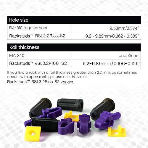 Miniatura 3 de Rackstuds Paquete de 20 tornillos para rack de servidores Serie II P20  Reemplazo de tuerca enjaulada púrpura 0.126 in0.126 pulgadas  Una solución