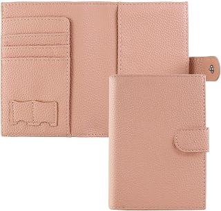 Passport Holder for Travel, Soft PU Leather Bifold Card Holder Wallet for Women and Men, Multi-Functional Portable Passport Wallet with Zipper Coin Pocket for Daily Use (Pink)