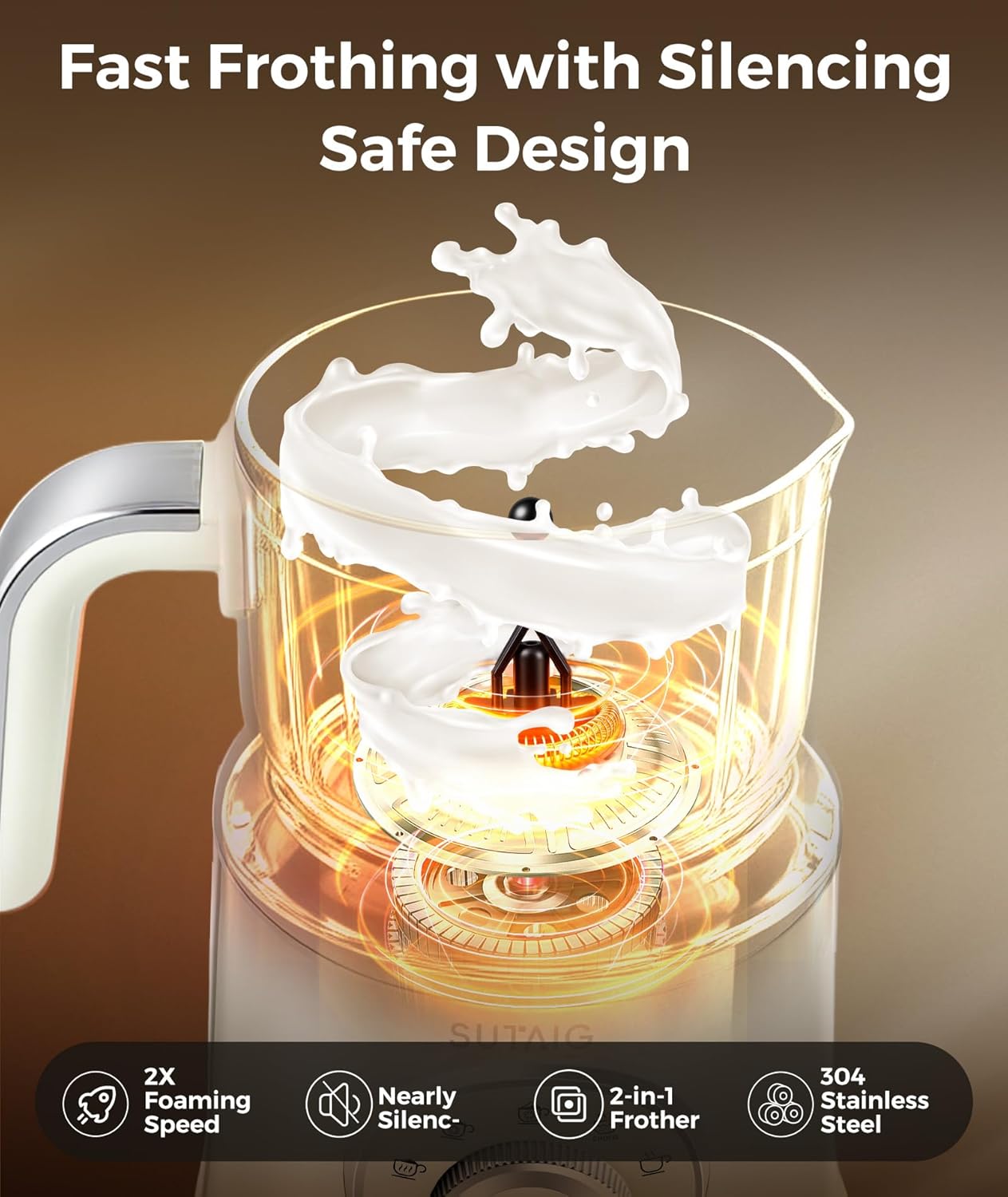 Milk Frother, 27oz All-in-1 Milk Steamer and Frother for Coffee, Variable Froth Thickness, Hot & Cold Foam Milk Warmer with Temperature Control