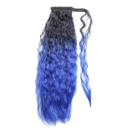 Miniatura 4 de LeeWin Extensión de cola de caballo de color degradado con clip envolvente de velcro en cola de caballo falsa para mujer (24 pulgadas, T 1B61C)