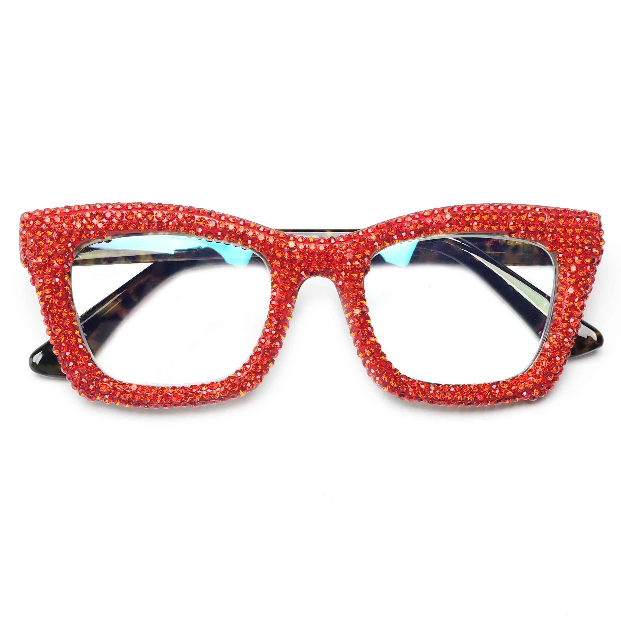 bullabulling Oprah style Bling Rhinestone Square Reading Glasses For Women Shiny Diamond Blue Light Blocking Eyeglasses Z05