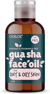 Guasha Oil for Oily Skin - Face Oil for Gua Sha Lymphatic Massage - Safe for Acne Prone Skin - Natural, Non Comedogenic, Fragrance Free and Lightweight - Use with Gua Sha Facial Tools, 2oz