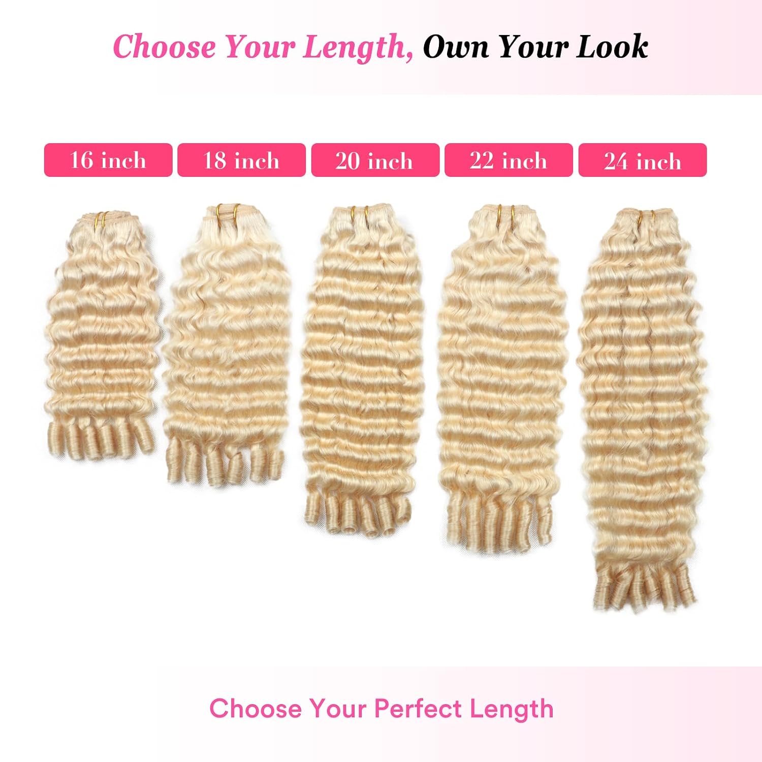 613 Blonde Burmese Curly Bundles Human Hair 14 16 18 inch, 3C4A Spiral End Deep Curly Human Hair Bundles, Sew in Quick Weave Bundles 100% Real Human Hair Extension
