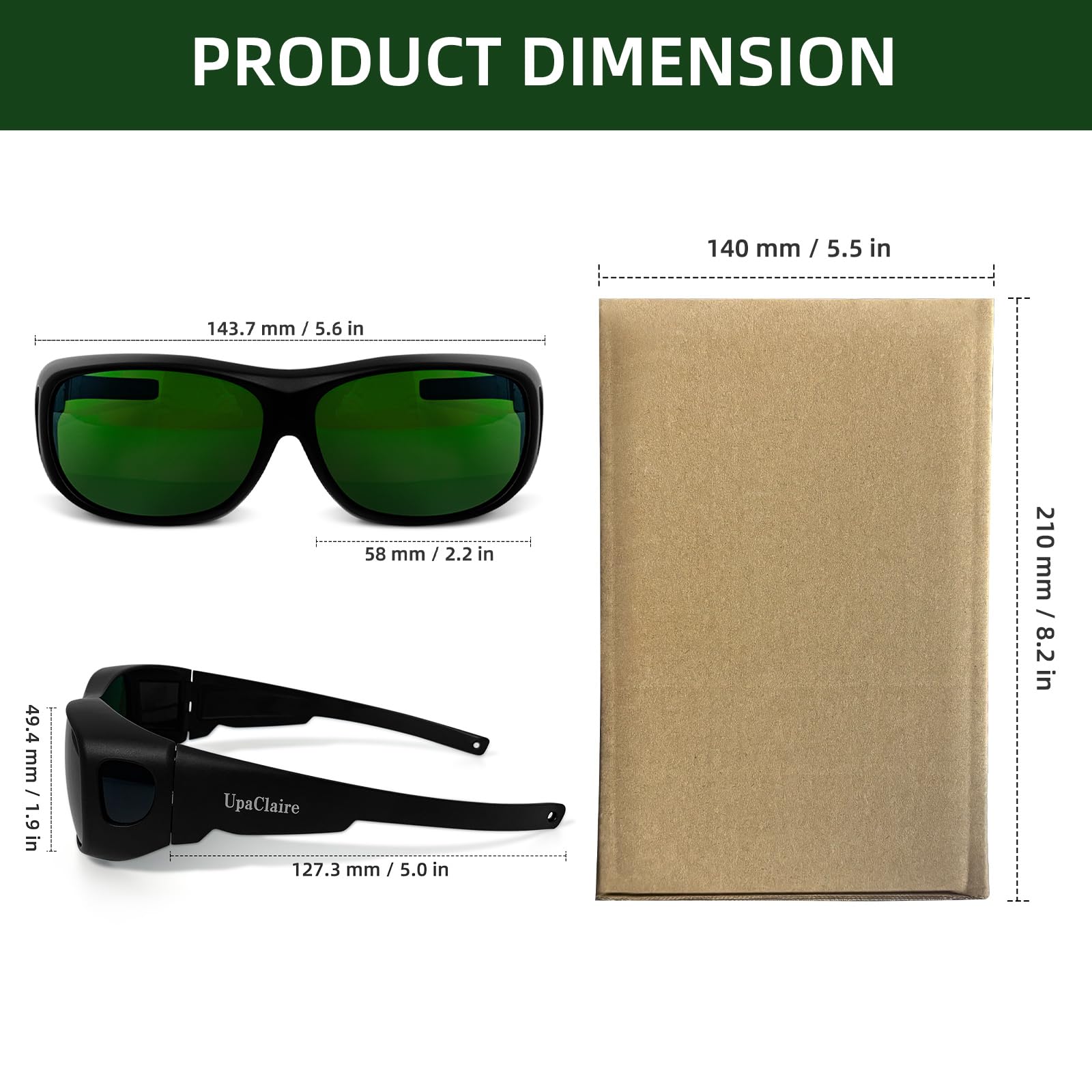 UpaClaire IPL Laser Safety Glasses 200nm-2000nm Protective Goggles Anti-Fog UV400 Protection OD5+ For Ipl Pulsed Light Hair Removal Beauty Therapy 5Pcs