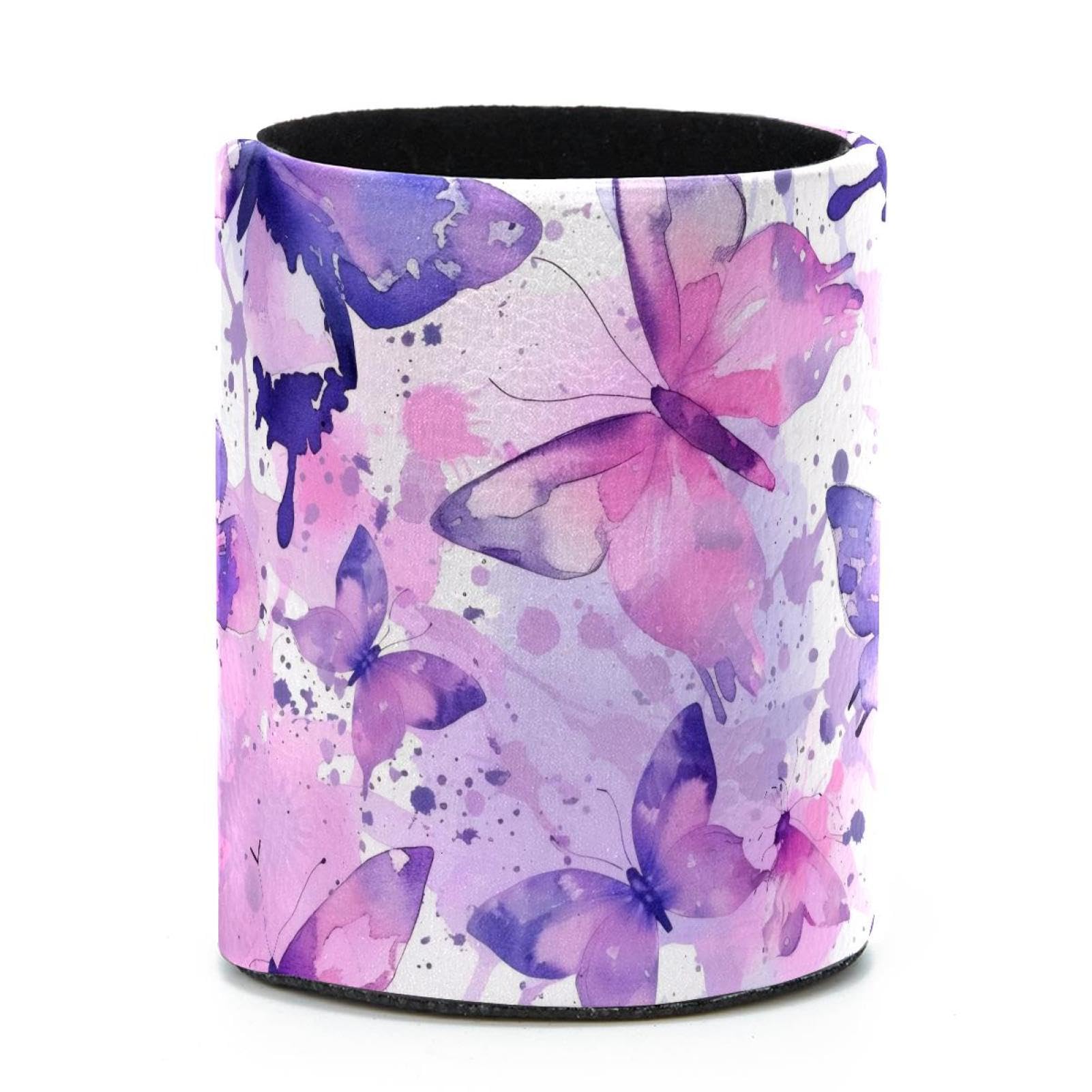 VAPOKF Round Pencil Holders for Desk, Watercolor Butterfly Pen Holders Pen Pot Makeup Brushes Storage Desktop Stationery Supplies Organiser for Home Office
