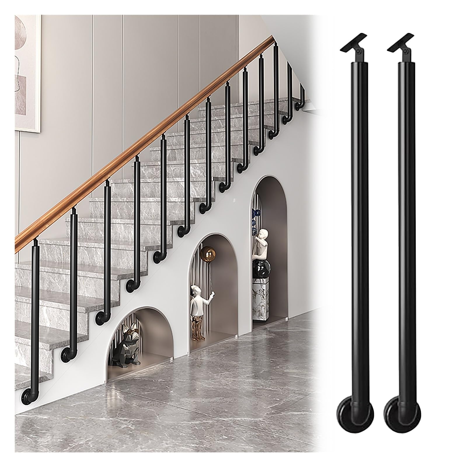 Rambardes d'escalier pour porche et intérieur, garde-corps ajustable 270° pour loft et hôtel