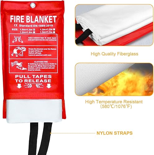 Miniatura 3 de JT JUSTIME Manta contra incendios de emergencia para cocina en casa, manta de fibra de vidrio para la escuela, chimenea, parrilla al aire libre,