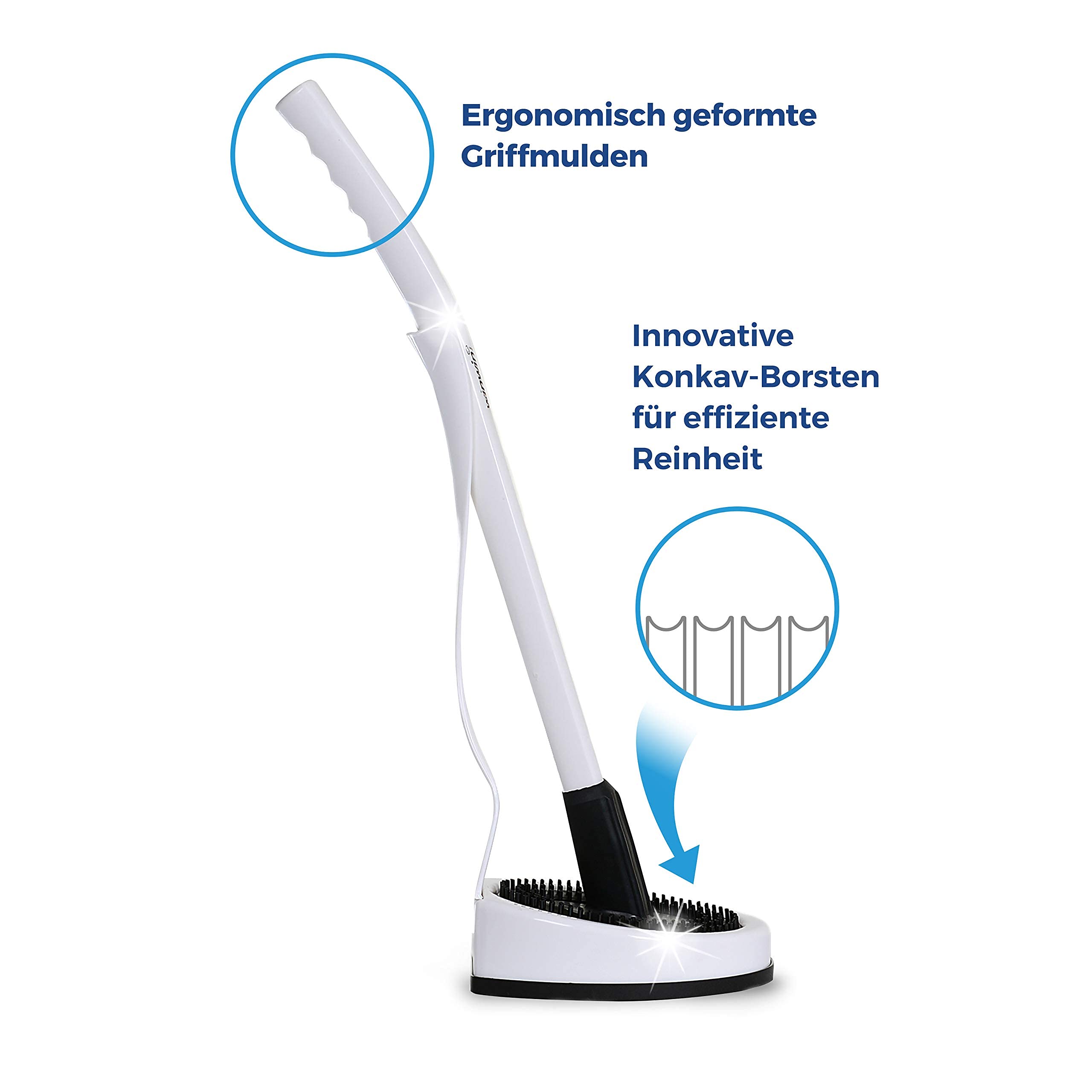 winwinCLEAN® SET: WC-Cleaner I Toilettenbürste, Klobürste mit antibakteriellem Bürstenkopf I Tropffreie WC Bürste für effektive Reinigung bis unter den Rand | inkl. WC Bürstengarnitur | Weiß/Anthrazit