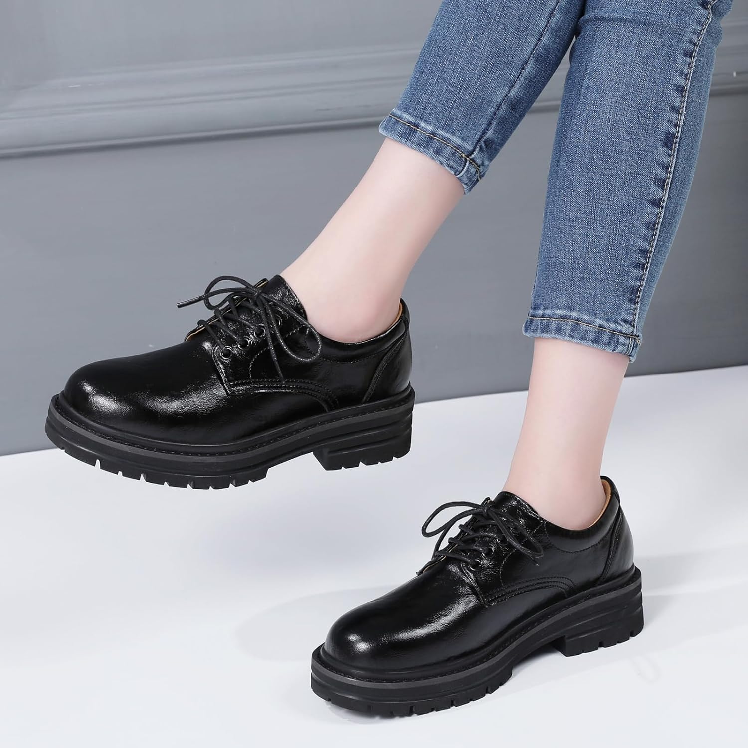 Oxford Shoes for Women Women's Oxford Shoes Platform Oxfords for Women Women's Classic Lace Up Loafers Comfortable Dress Business Casual Work Office Oxfords Shoe for Ladies - Image 9