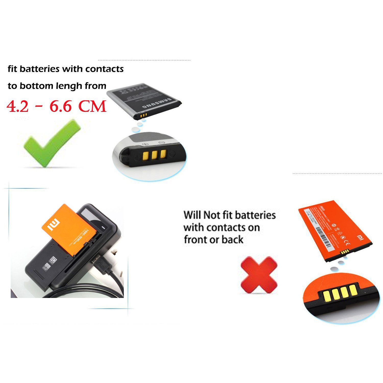 Nouveau Chargeur Pour Batteries Samsung Galaxy S3 S4 Note 2 3,LG Optimus G G2 G3, Nokia Motorola Smartphones Cell Phone etc - batterie de rechange avec EU plug Chargeur mural USB (Batterie non inclus)