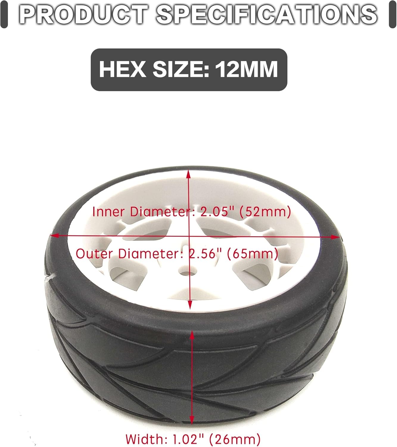 65mm Rubber Tires Flat Running Tire Plastic Wheel Carnival Rally Wheel Fit for 1/10 RC Rally Car HPI Tamiya Kyosho WRC Claw 43 Ken Block Fiesta XV01 TT02 4PCS(White)