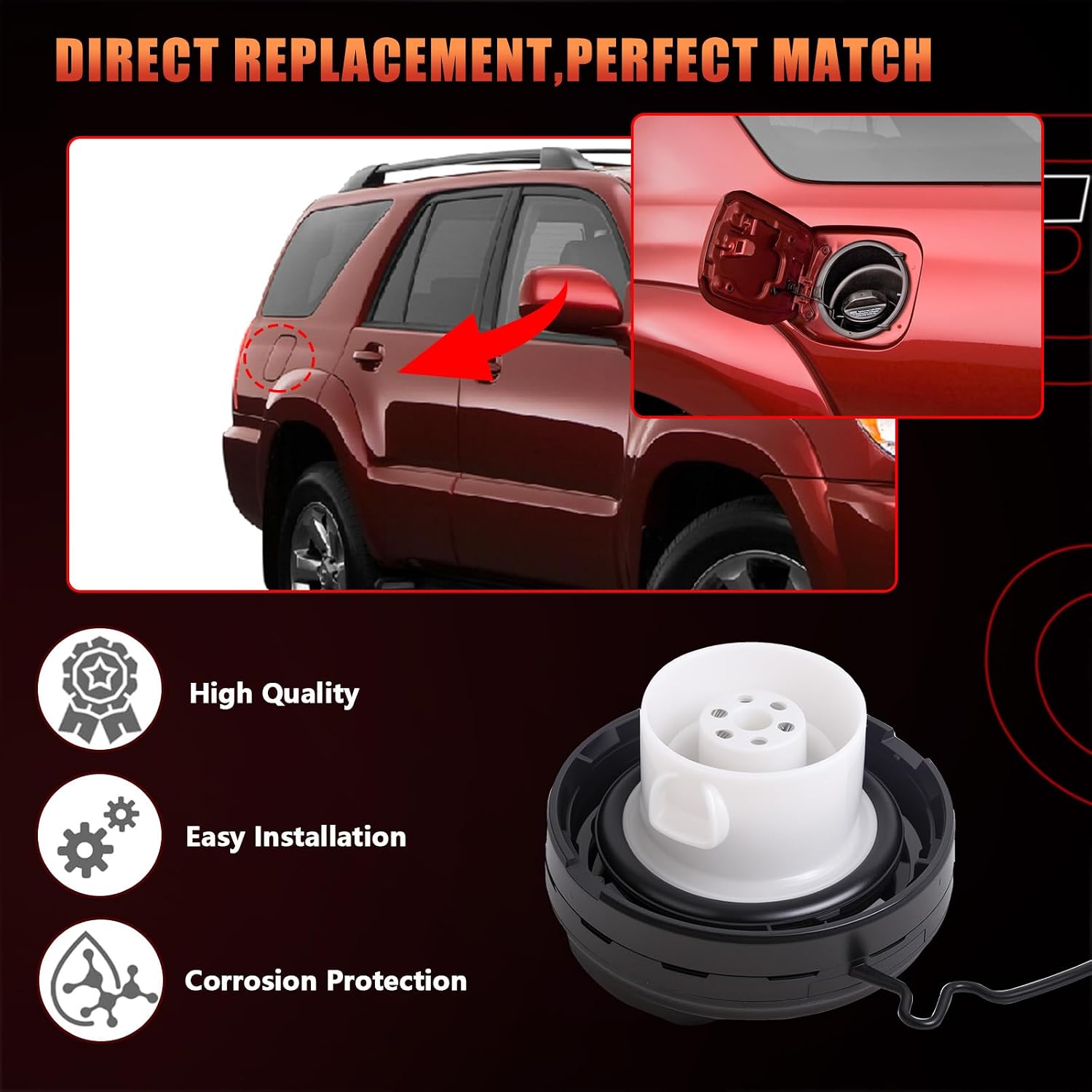 Fuel Tank Filler Cap, Gas Cap Compatible With Toyota Lexus Vehicle 4Runner, Avalon, Camry, Corolla, Highlander, Sequoia Sienna Solara Tacoma Tundra, GX470 ES330 ES300 Replaces# 77300-33070, 7730033070