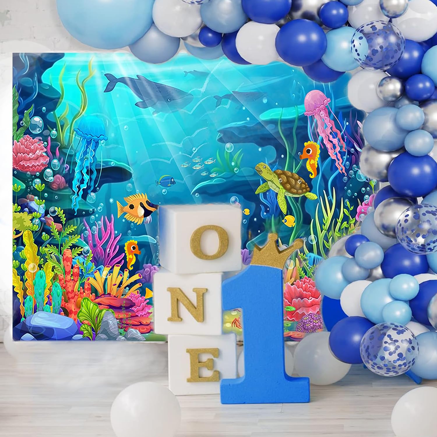 CYLYH 8X6FT Under The Sea Photography Backdrop Little Mermaid Princess Girl Birthday Party Cake Table Decoration Background Ocean Baby Shower Decorations Banner D872