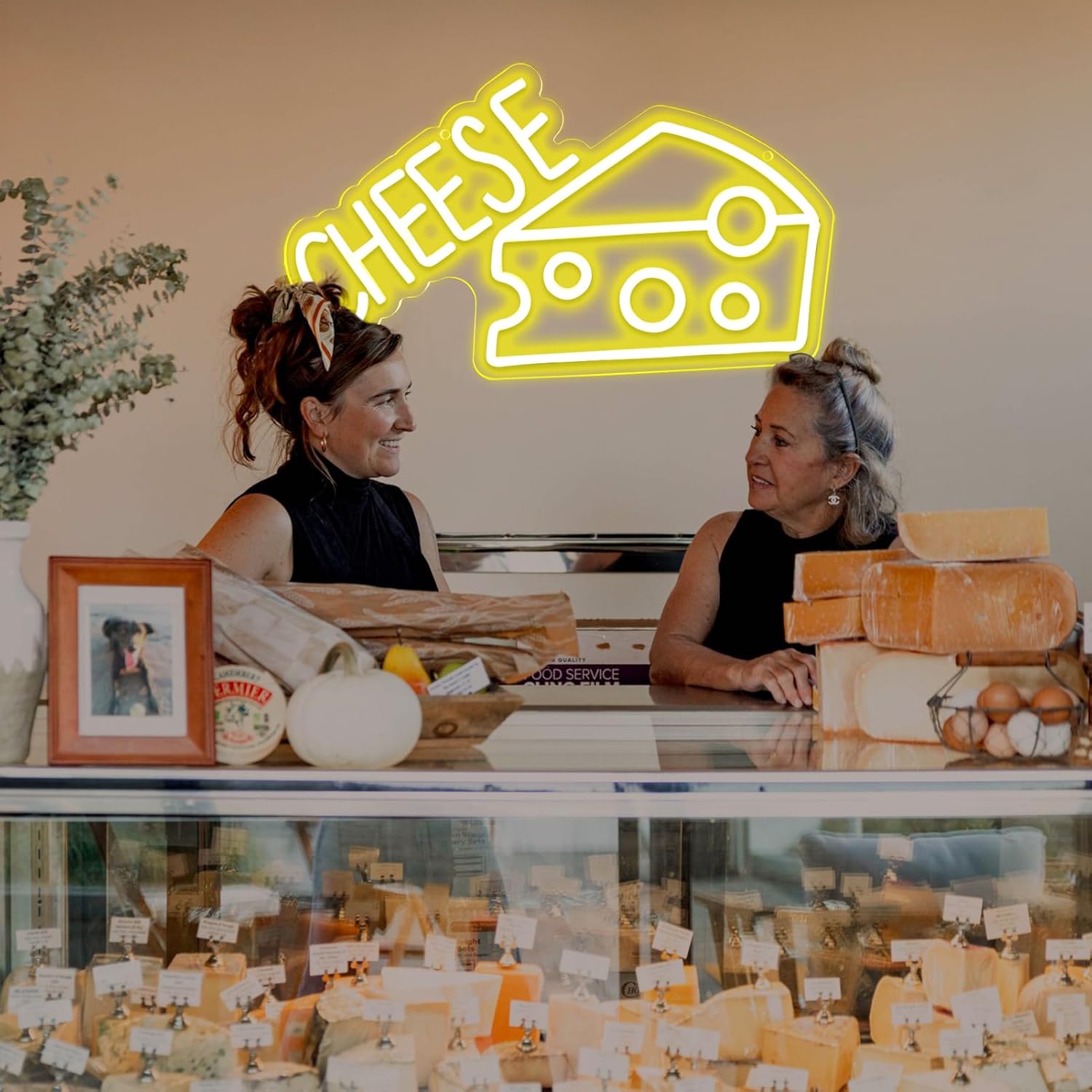 Balanar CHEESE Neon Signs For Wall Decor LED Lights For Bedroom Yellow Neon Sign Suitable for Cheese Shops Bakery Restaurant Christmas Birthday Party Gift Led Art Wall Decorative