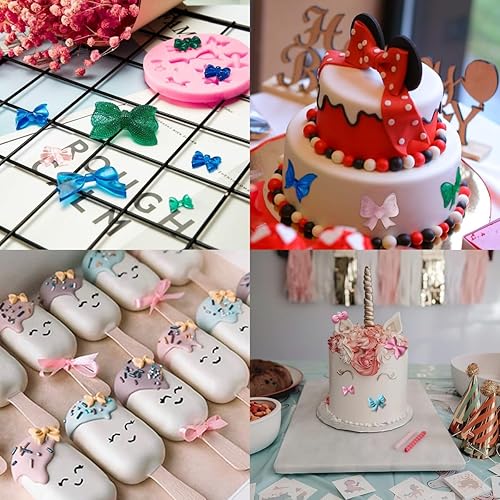 Miniatura 2 de Paquete de 3 moldes de silicona para fondant, moños para fondant, Sungar, dulces, pasteles, para cumpleaños, bodas, fiestas, bricolaje, decoración