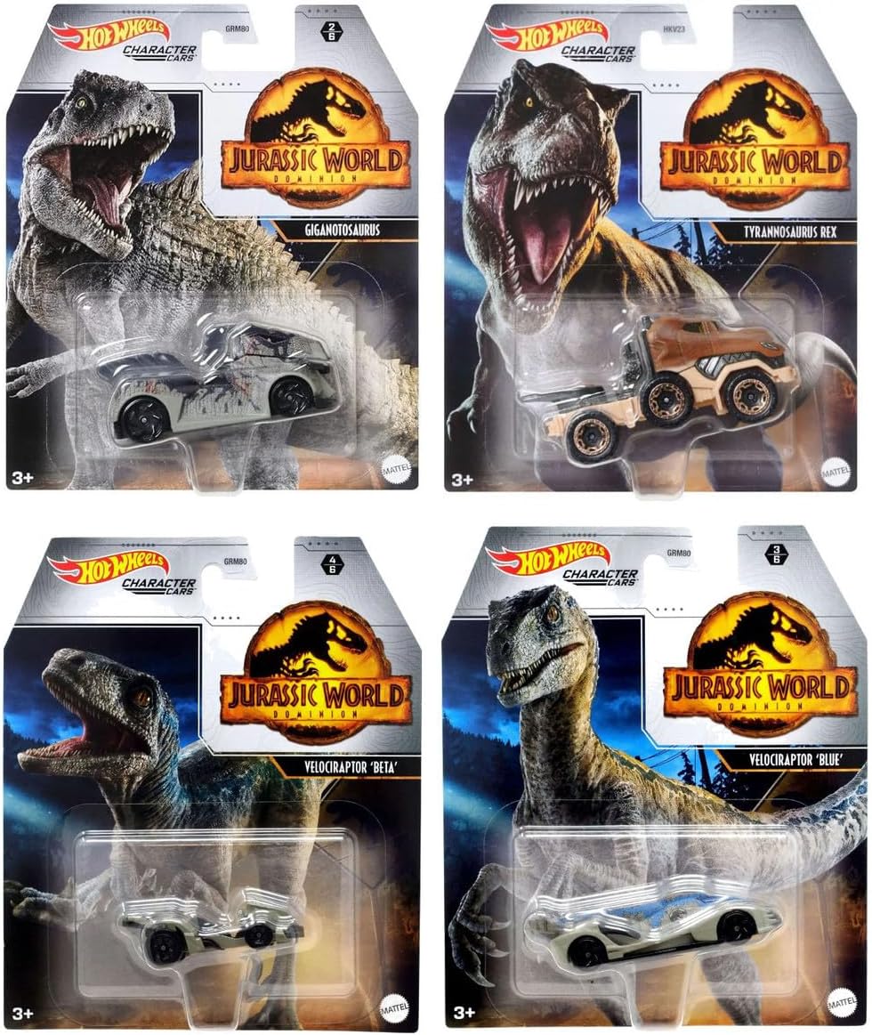 Hot Wheels Jurassic World Character Cars Set of 4 Diecast Vehicles from GRM80-956A Release