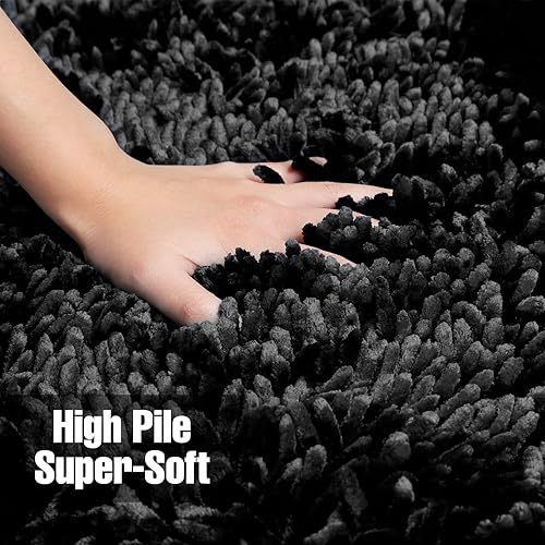 Miniatura 13 de Yimobra Juego de 2 alfombras de baño, alfombra de baño suave y absorbente y alfombra de inodoro en forma de U con respaldo antideslizante, alfombras