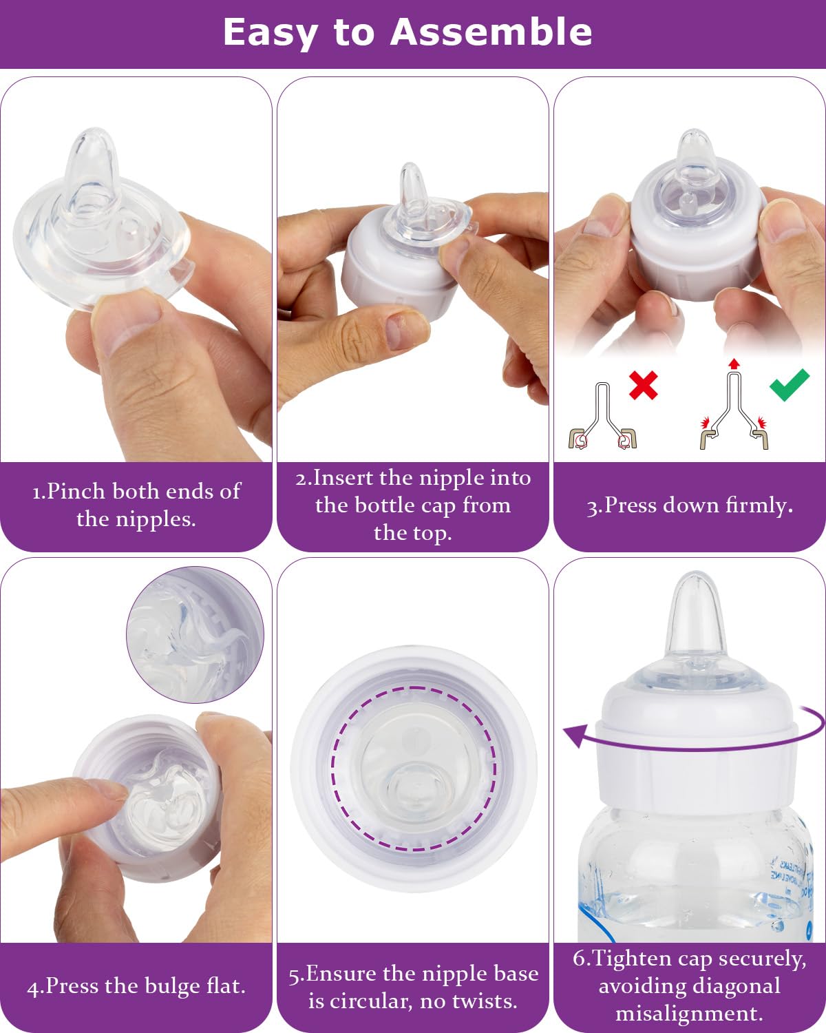 Sippy Nipples for Dr. Brown's Narrow Baby Bottle & Glass Bottles,Soft Silicone Sippy Straw Nipple,6m+,4-Count